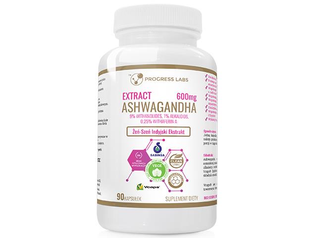 Ashwagandha 600 mg Ekstrakt interakcje ulotka kapsułki  90 kaps.