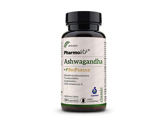 Ashwagandha + Bioperine Pharmovit interakcje ulotka kapsułki  180 kaps.