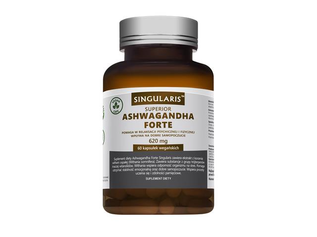 Ashwagandha Forte 620 mg Singularis Superior interakcje ulotka kapsułki z roślinnej celulozy  60 kaps.