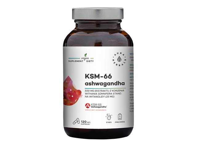 Ashwagandha KSM-66 Korzeń 500mg interakcje ulotka kapsułki  120 kaps.