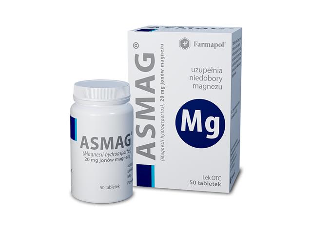 Asmag interakcje ulotka tabletki 20 mg Mg2+ 50 tabl.