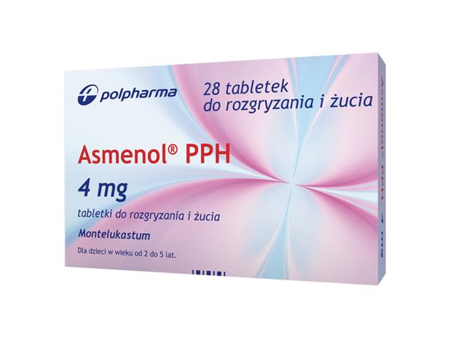 Asmenol PPH interakcje ulotka tabletki do rozgryzania i żucia 4 mg 28 tabl.