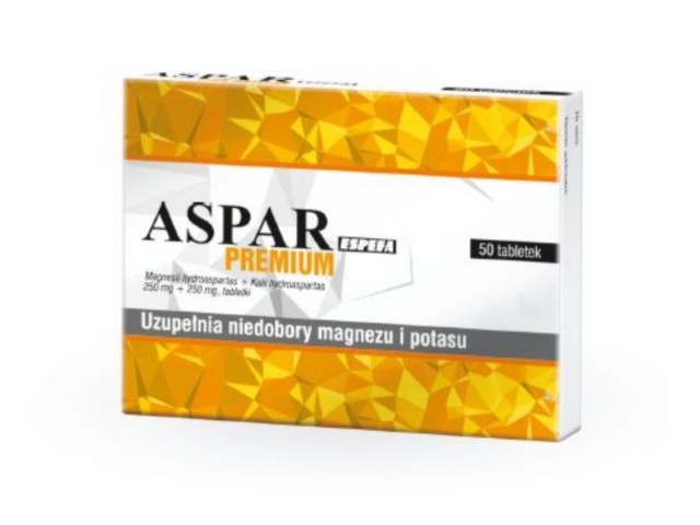 Aspar Espefa Premium interakcje ulotka tabletki 250mg+250mg 50 tabl. (blist.)