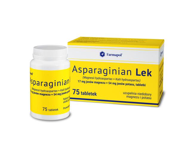 Asparaginian Lek interakcje ulotka tabletki 17mg+54mg 75 tabl.
