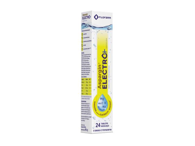 Aspargin Electro+ o smaku cytrynowym interakcje ulotka tabletki musujące 24 tabl.