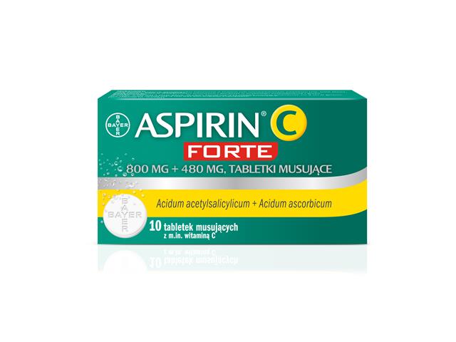 Aspirin C Forte interakcje ulotka tabletki musujące 800mg+480mg 