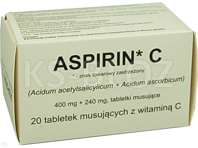 Aspirin C interakcje ulotka tabletki musujące 400mg+240mg 20 tabl.