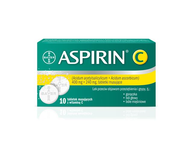 Aspirin C interakcje ulotka tabletki musujące 400mg+240mg 10 tabl.