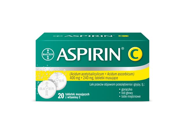 Aspirin C interakcje ulotka tabletki musujące 400mg+240mg 20 tabl.