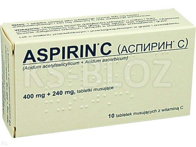 Aspirin C interakcje ulotka tabletki musujące 400mg+240mg 10 tabl.