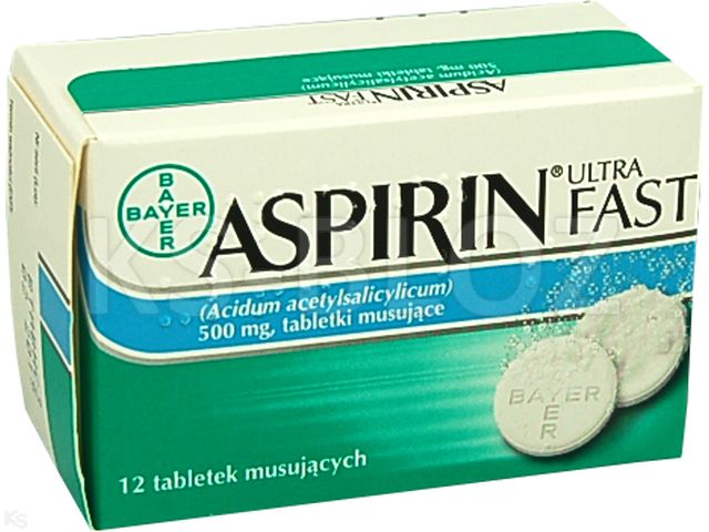 Aspirin musująca (Aspirin Ultra Fast) interakcje ulotka tabletki musujące 500 mg 12 tabl.