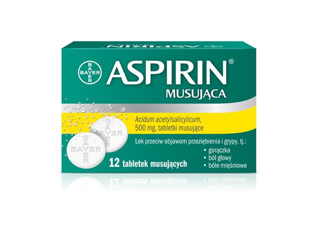 Aspirin musująca interakcje ulotka tabletki musujące 500 mg 12 tabl.