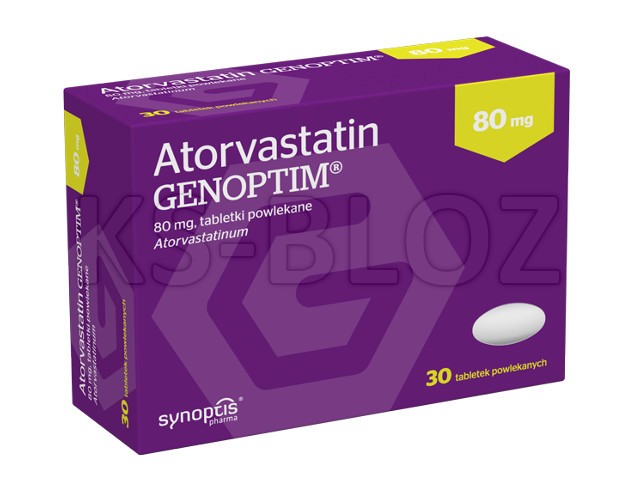 Atorvastatin Genoptim interakcje ulotka tabletki powlekane 80 mg 