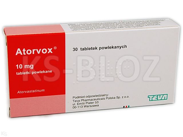 Atorvastatin Teva Pharmaceuticals Polska (Atorvox) interakcje ulotka tabletki powlekane 10 mg 
