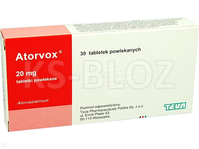 Atorvastatin Teva Pharmaceuticals Polska (Atorvox) interakcje ulotka tabletki powlekane 20 mg 