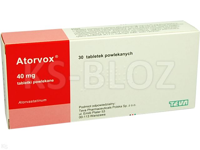 Atorvastatin Teva Pharmaceuticals Polska (Atorvox) interakcje ulotka tabletki powlekane 40 mg 