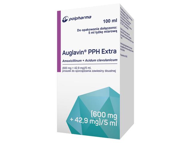 Auglavin PPH Extra interakcje ulotka proszek do sporządzania zawiesiny doustnej (600mg+42,9mg)/5ml 1 but. po 100 ml