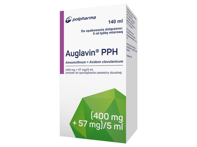 Auglavin PPH interakcje ulotka proszek do sporządzania zawiesiny doustnej (400mg+57mg)/5ml 