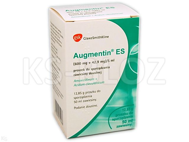 Augmentin ES interakcje ulotka proszek do sporządzania zawiesiny doustnej (600mg+42,9mg)/5ml 