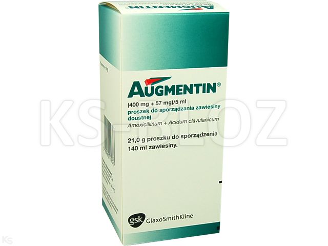 Augmentin interakcje ulotka proszek do sporządzania zawiesiny doustnej (400mg+57mg)/5ml 140 ml | 21 g