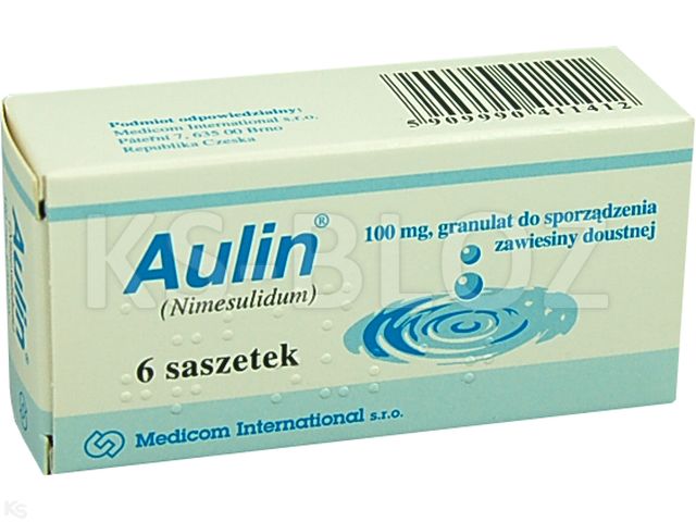 Aulin interakcje ulotka granulat do sporządzania zawiesiny doustnej 100 mg 6 sasz. po 2 g