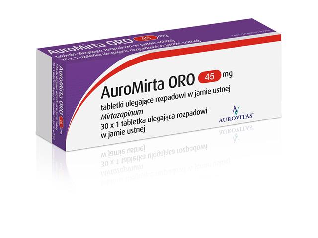 Auromirta Oro interakcje ulotka tabletki ulegające rozpadowi w jamie ustnej 45 mg 30 tabl. | 30 szt.po 1 blist.