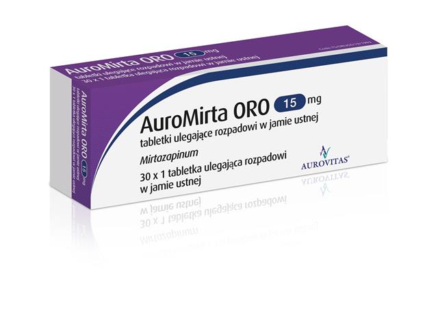 Auromirta Oro interakcje ulotka tabletki ulegające rozpadowi w jamie ustnej 15 mg 30 tabl. (30 blist. po 1 tabl.)