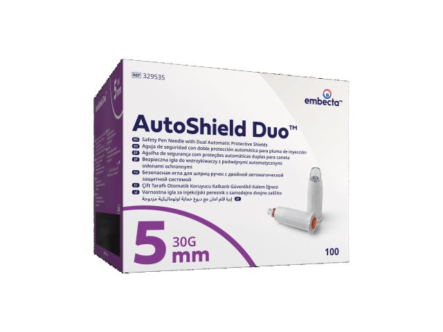 Autoshield Duo Igła do wstrzykiwaczy bezpieczna 30G 5 mm interakcje ulotka igła - 100 szt.