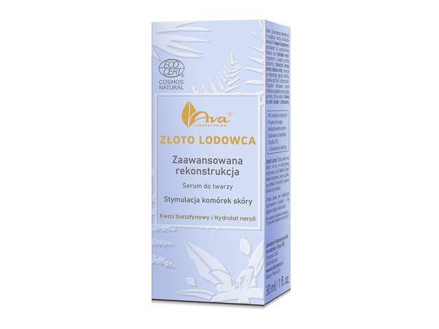 AVA LABORATORIUM ZŁOTO LODOWCA ZAAWANSOWANA REKONSTRUKCJA Serum do twarzy interakcje ulotka   30 ml