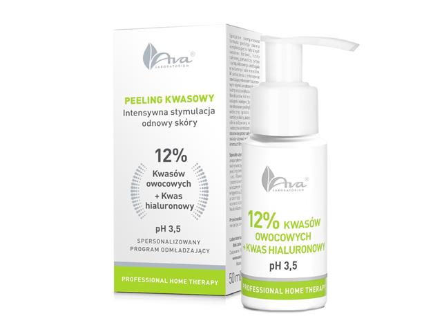AVA PROFESSIONAL HOME THERAPY Peeling kwasowy 12% Kwasów owocowych + Kwas hialuronowy interakcje ulotka peeling - 50 ml
