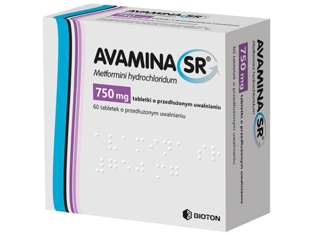 Avamina SR interakcje ulotka tabletki o przedłużonym uwalnianiu 750 mg 60 tabl.