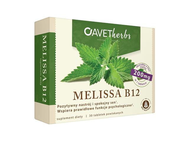 Avet Herbs Melissa B12 interakcje ulotka tabletki  30 tabl.