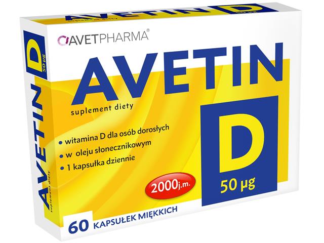 Avetin D 50 mcg interakcje ulotka kapsułki miękkie  60 kaps.