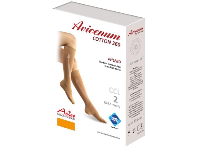 Avicenum PHLEBO 360 COTTON podkolanówki kompresyjne CCL2 cz. otwarty S NORMAL (1K) natura interakcje ulotka podkolanówka przeciwżylakowa - 2 szt. (para)