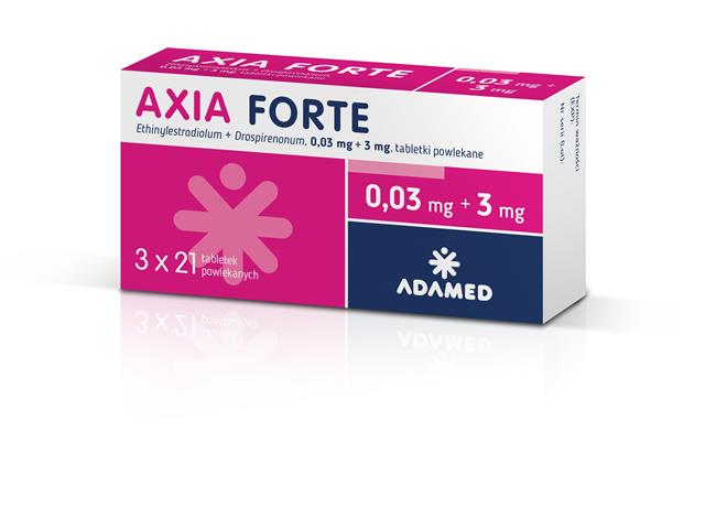 Axia Forte interakcje ulotka tabletki powlekane 30mcg+3mg 21 tabl.