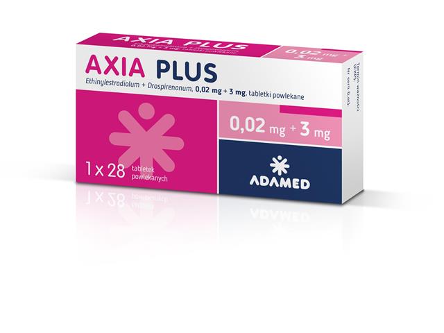 Axia Plus interakcje ulotka tabletki powlekane 20mcg+3mg 28 tabl. | + 7 tabl. placebo