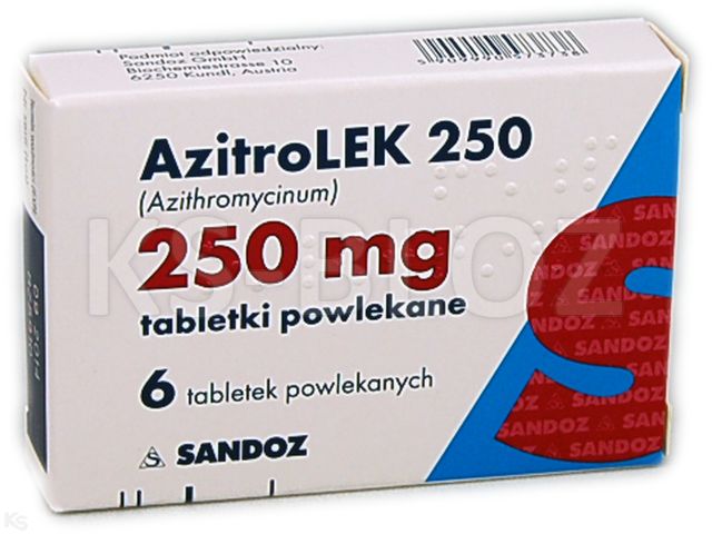 Azitrolek 250 interakcje ulotka tabletki powlekane 250 mg 6 tabl. | (1 blist. po 6 tabl.)