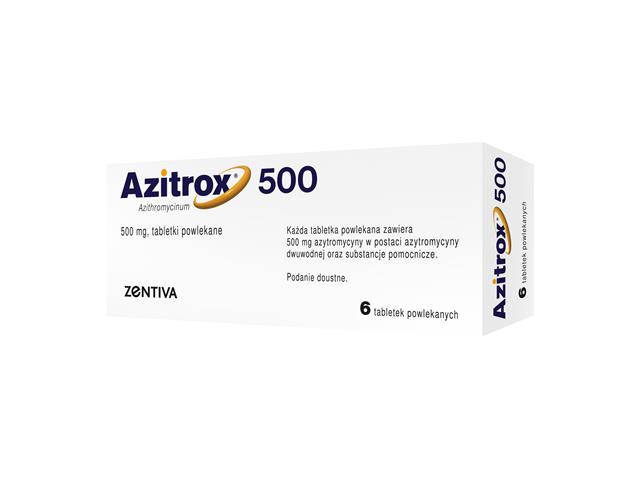 Azitrox 500 interakcje ulotka tabletki powlekane 500 mg 2 tabl. (blist.)