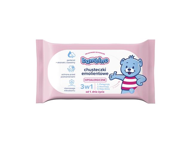 Bambino Chusteczki hipoalergiczne emolientowe 3w1 od 1. dnia życia interakcje ulotka chusteczka - 57 szt.