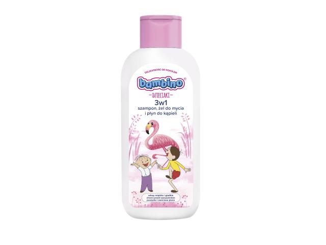 Bambino Dzieciaki Szampon-żel-płyn do kąpieli do mycia ciała i włosów 3w1 flamingi interakcje ulotka płyn  400 ml