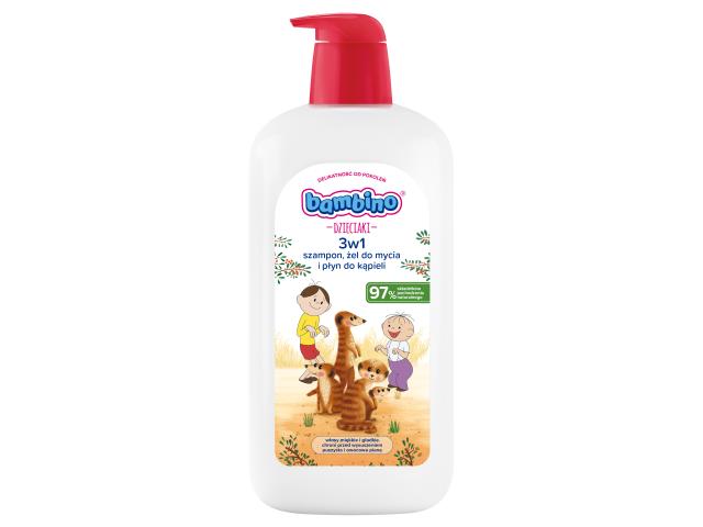 Bambino Dzieciaki Szampon-żel-płyn do kąpieli do mycia ciała i włosów 3w1 interakcje ulotka płyn - 1 l