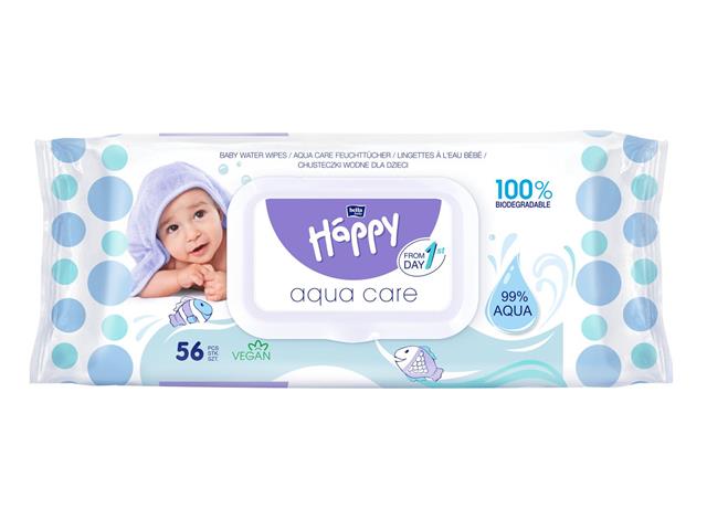 Bella Baby Happy Aqua Care Chusteczki nasączone wodą interakcje ulotka chusteczka  56 szt.