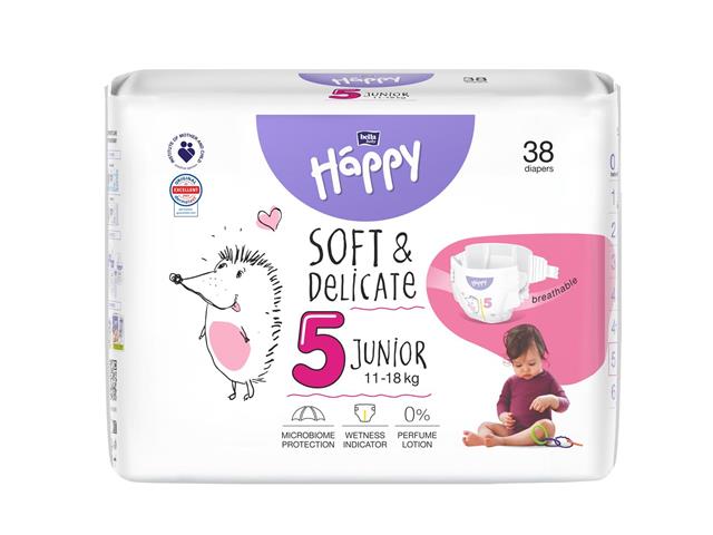 Bella Baby Happy Junior Pieluszki dla dzieci 5 (11-18 kg) interakcje ulotka   38 szt.