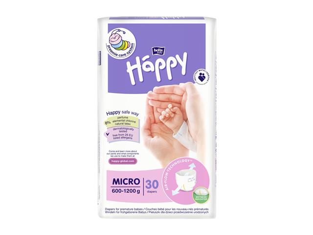 Bella Baby Happy Micro Pieluszki dla wcześniaków 600-1200 g interakcje ulotka pielucha  30 szt.