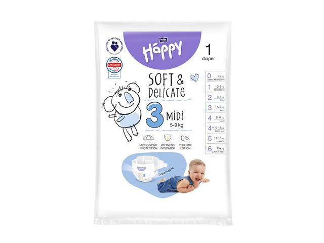 BELLA BABY HAPPY Midi 3 5-9 kg Pieluszki dla dzieci interakcje ulotka   1 szt.