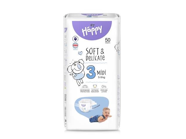 BELLA BABY HAPPY Midi 3 5-9 kg Pieluszki dla dzieci interakcje ulotka pielucho-majtki  50 szt.