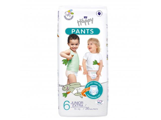 Bella Baby Happy Pants Pieluchomajtki junior extra 6 (16+ kg) interakcje ulotka pielucho-majtki 36 szt.