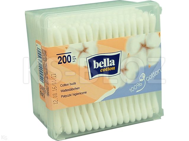Bella Coton Patyczki higieniczne plastikowe prostokątne interakcje ulotka   200 szt.