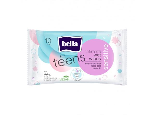 Bella For Teens Chusteczki do higieny intymnej nasączone interakcje ulotka chusteczka 10 szt.