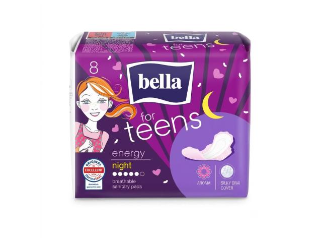 Bella For Teens Energy Podpaski higieniczne night interakcje ulotka podpaska  8 szt.